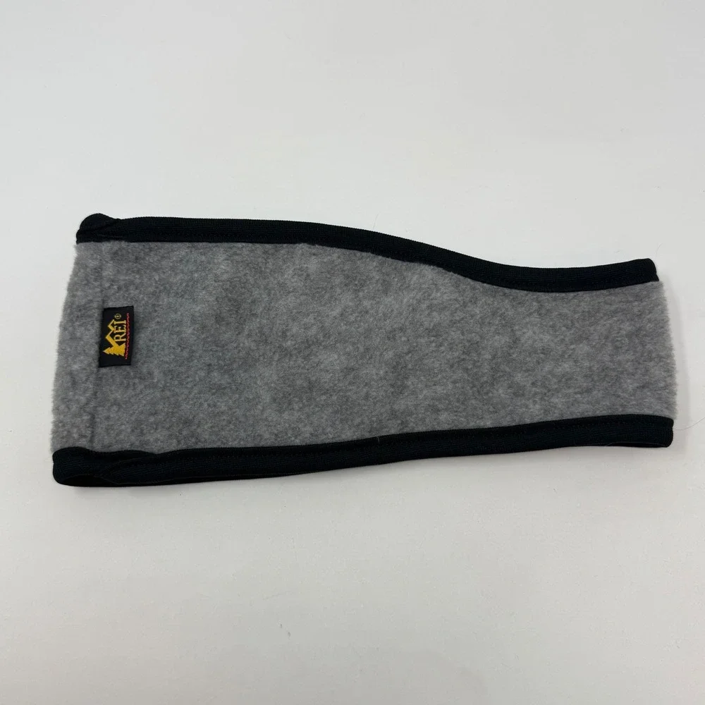 REI Fleece Ear Warmer Headband Grey Black S4766 One Size Made in USA Mens Womens